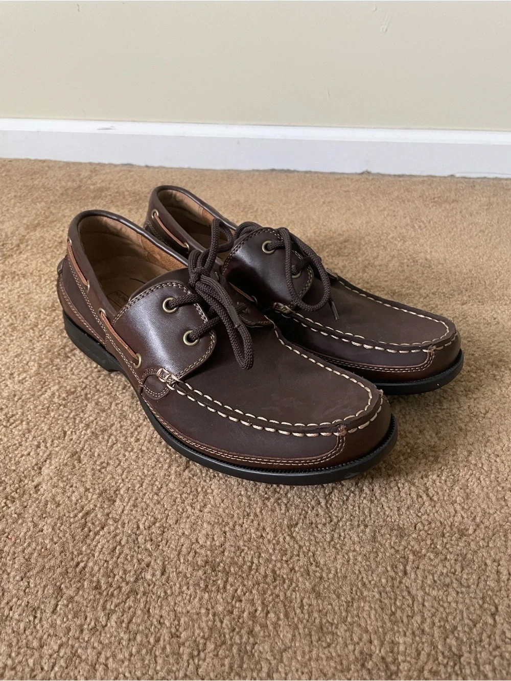 Nunn Bush “Avalon” Boat Shoe Moc-Toe Brown Leather Men’s Shoe (Men’s size 9)
